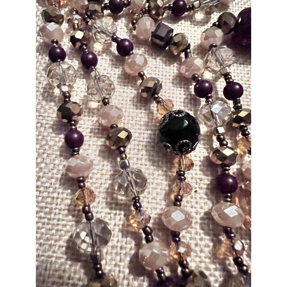 Glass Necklace 58” No Clasp Beautiful Colors